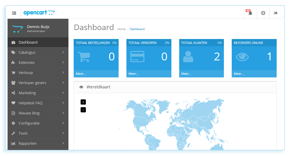 opencart dashboard